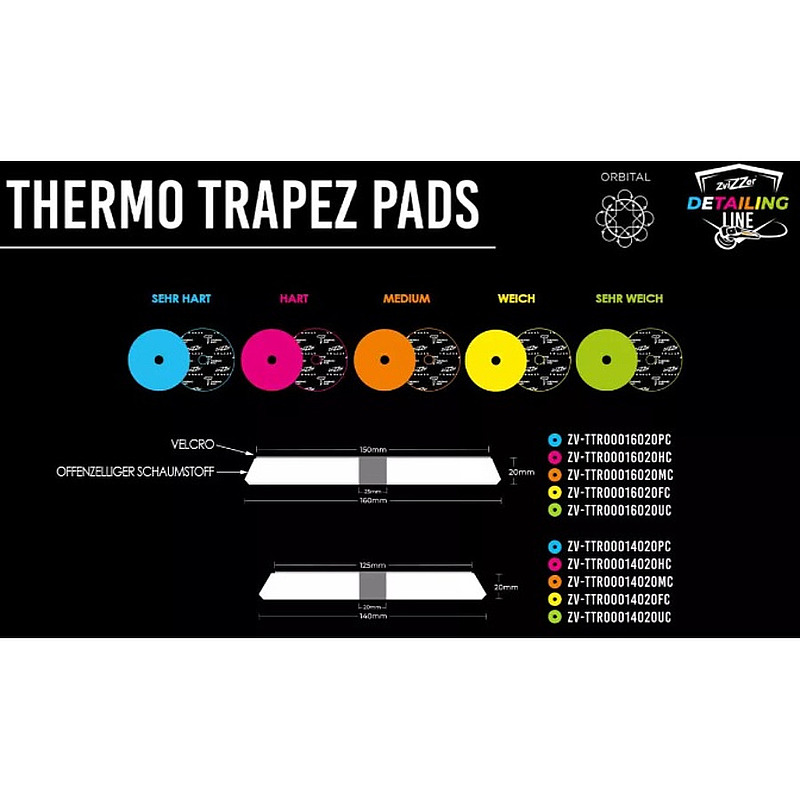 Полировальный круг из термоустойчивого поролона 125мм Zvizzer Thermo Trapez Pad - жёсткий
