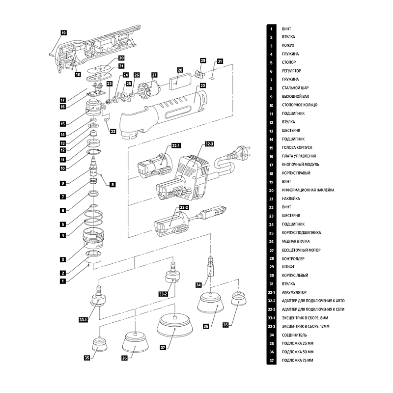 Автономная аккумуляторная полировальная машинка iBrid Pro Line Extended Kit 12V и 220V