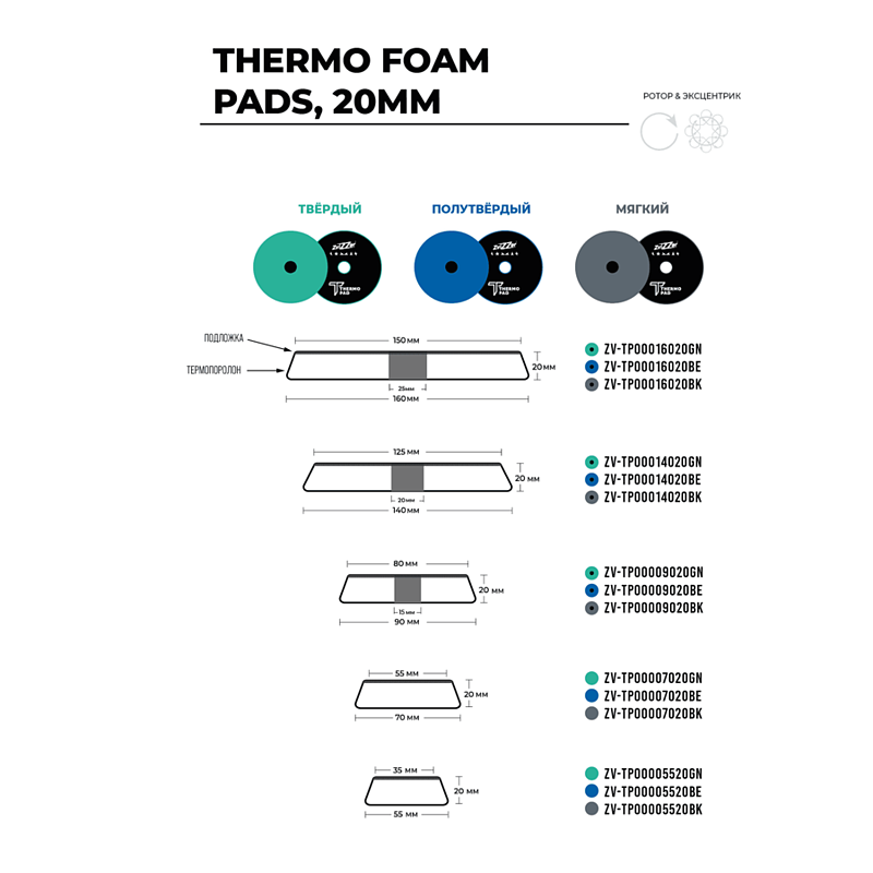 Zvizzer Thermo Pads SOFT 130-140/20/125мм Компл.2 шт. Полировальный термостойкий поролоновый бордовый круг мягкий 8 kPa.