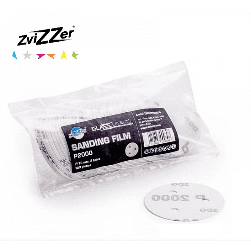 Шлифовальный круг P2000 под липучку Ø 76 мм на пленке, 3 отверстия, комплект 20 шт.