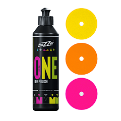 Набор для одношаговой полировки паста One Polish с защитой лака, 250 мл и круги разной степени жесткости 135мм  
