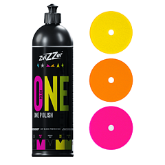 Набор для одношаговой полировки паста One Polish с защитой лака, 750 мл и круги разной степени жесткости 135мм